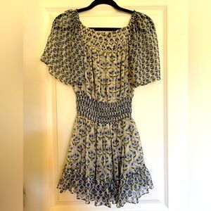 MISA Los Angeles size Small blue and green floral printed mini dress